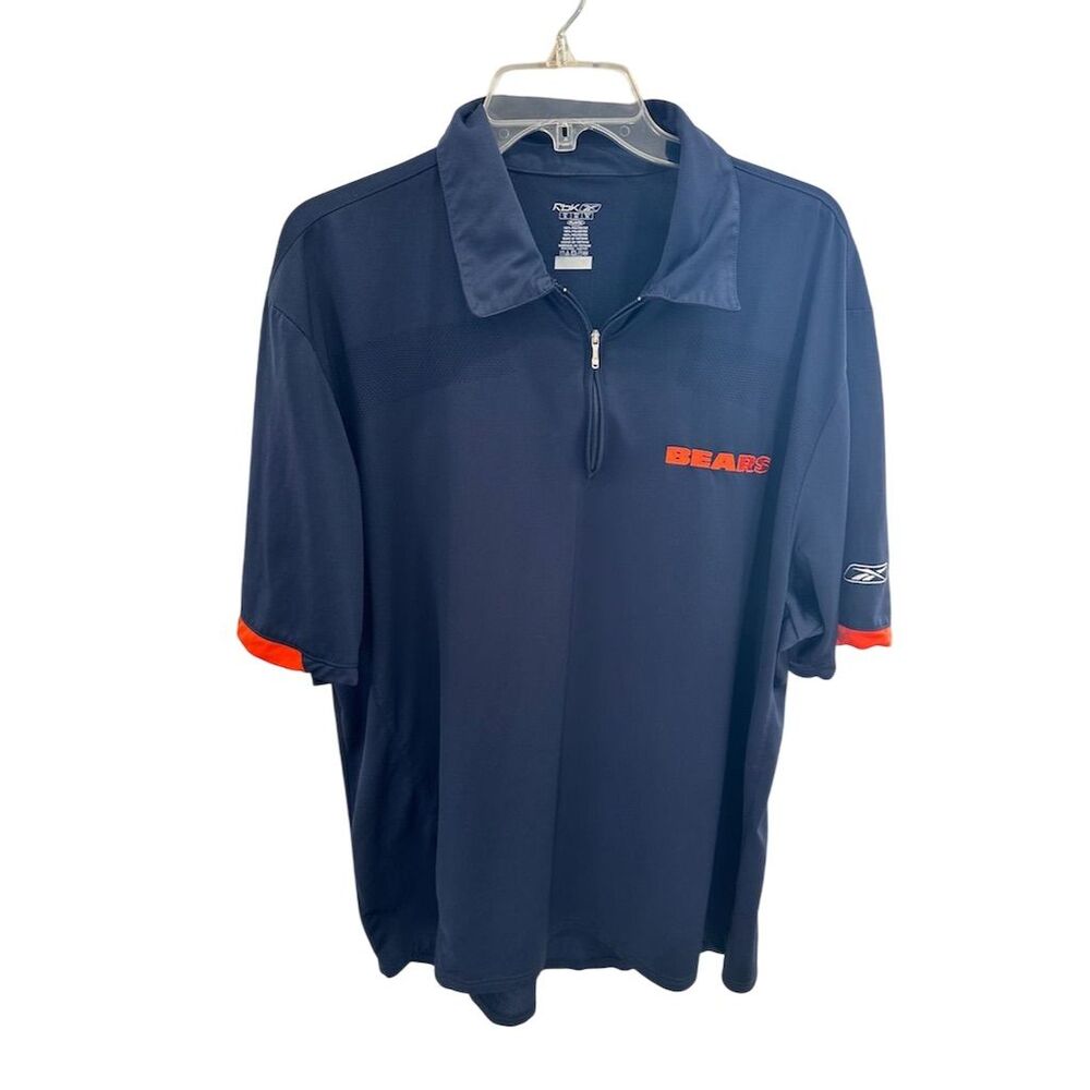 Reebok Men's Chicago Bears Polo Shirt Blue XL Football Casual SI30‎